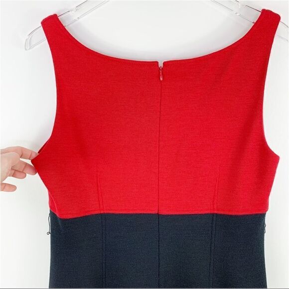 Ricki Freeman for Teri Jon Red/Black Wool Color Block Wool Sheath Career Dress - Picture 4 of 12